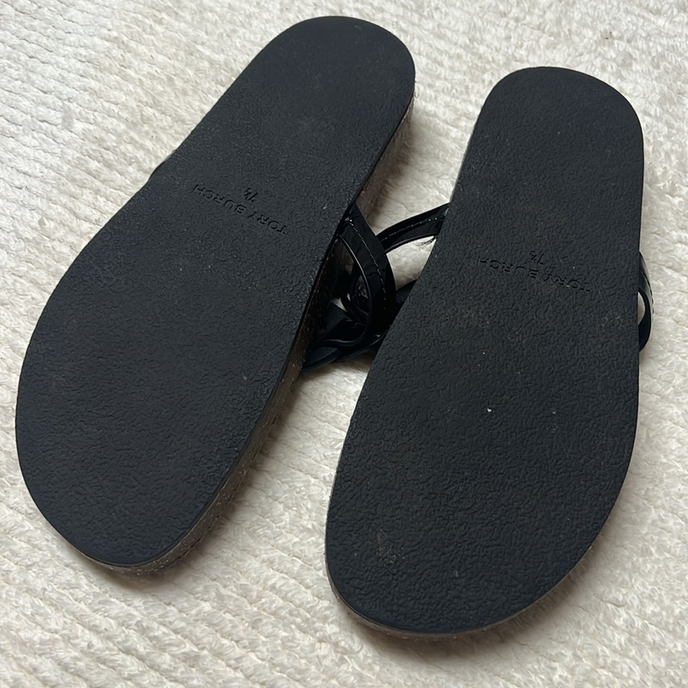 TORY BURCH MILLER CLOUD SANDAL BLACK/NATURAL - SIZE 7.1/5 US good condition . - Picture 7 of 7